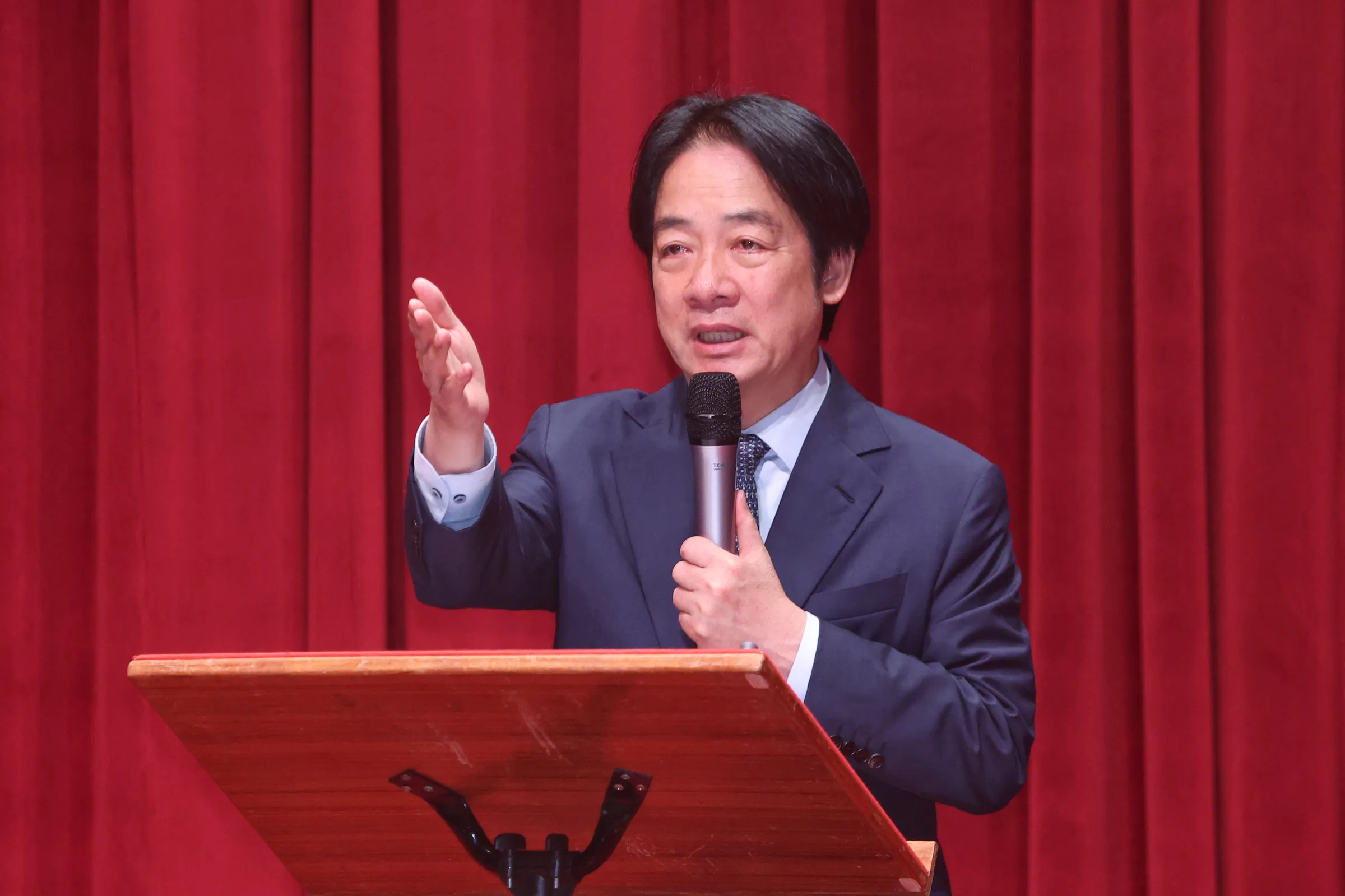 President Lai Ching-te speaking at an August 23 luncheon for veterans and bereaved families of the August 23 Artillery Battle