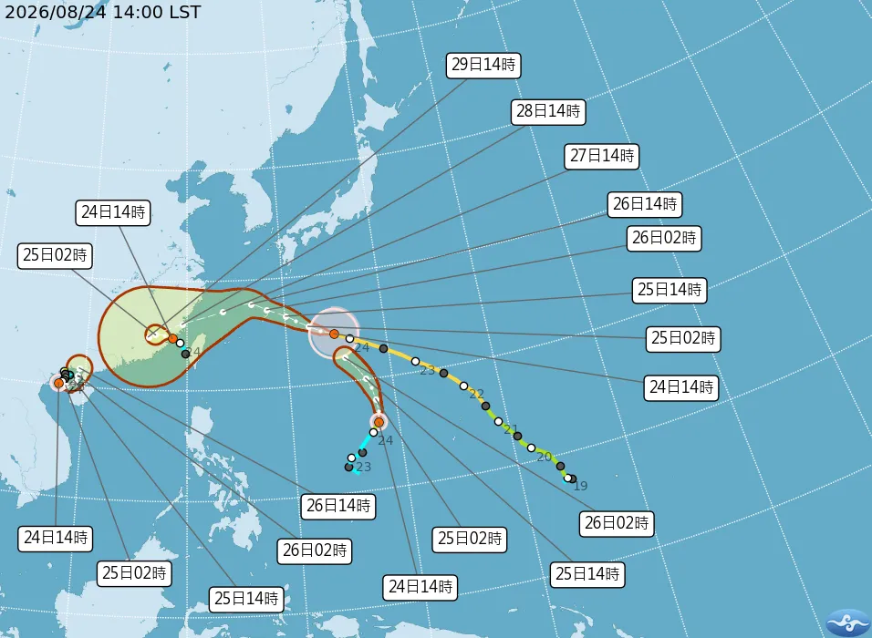 沙德爾颱風最新路徑。（圖／翻攝自氣象署官網）