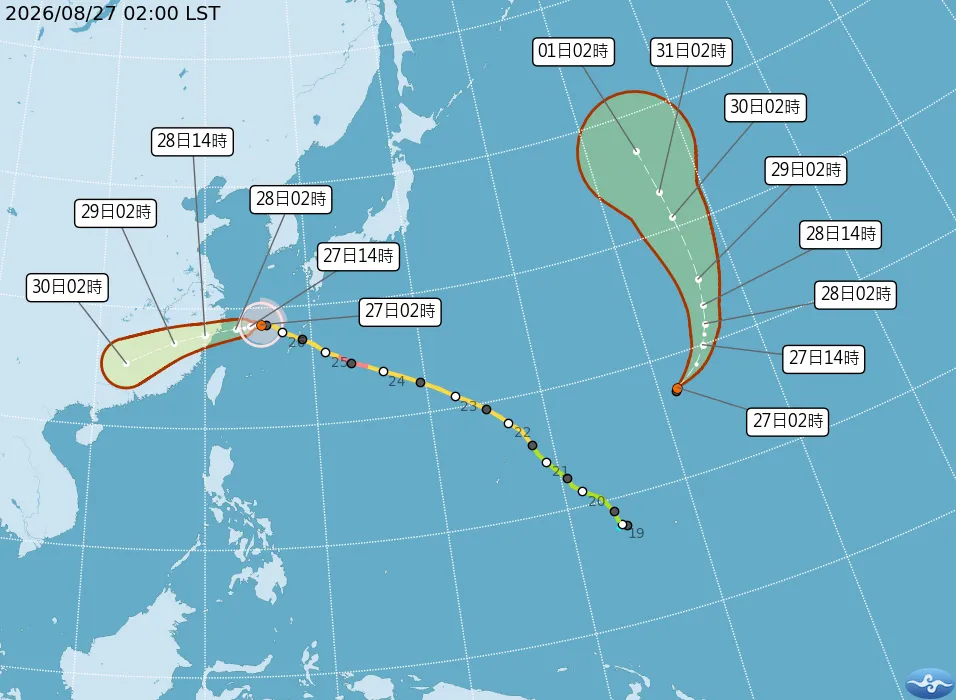 颱風最新路徑。（圖／取自氣象署）