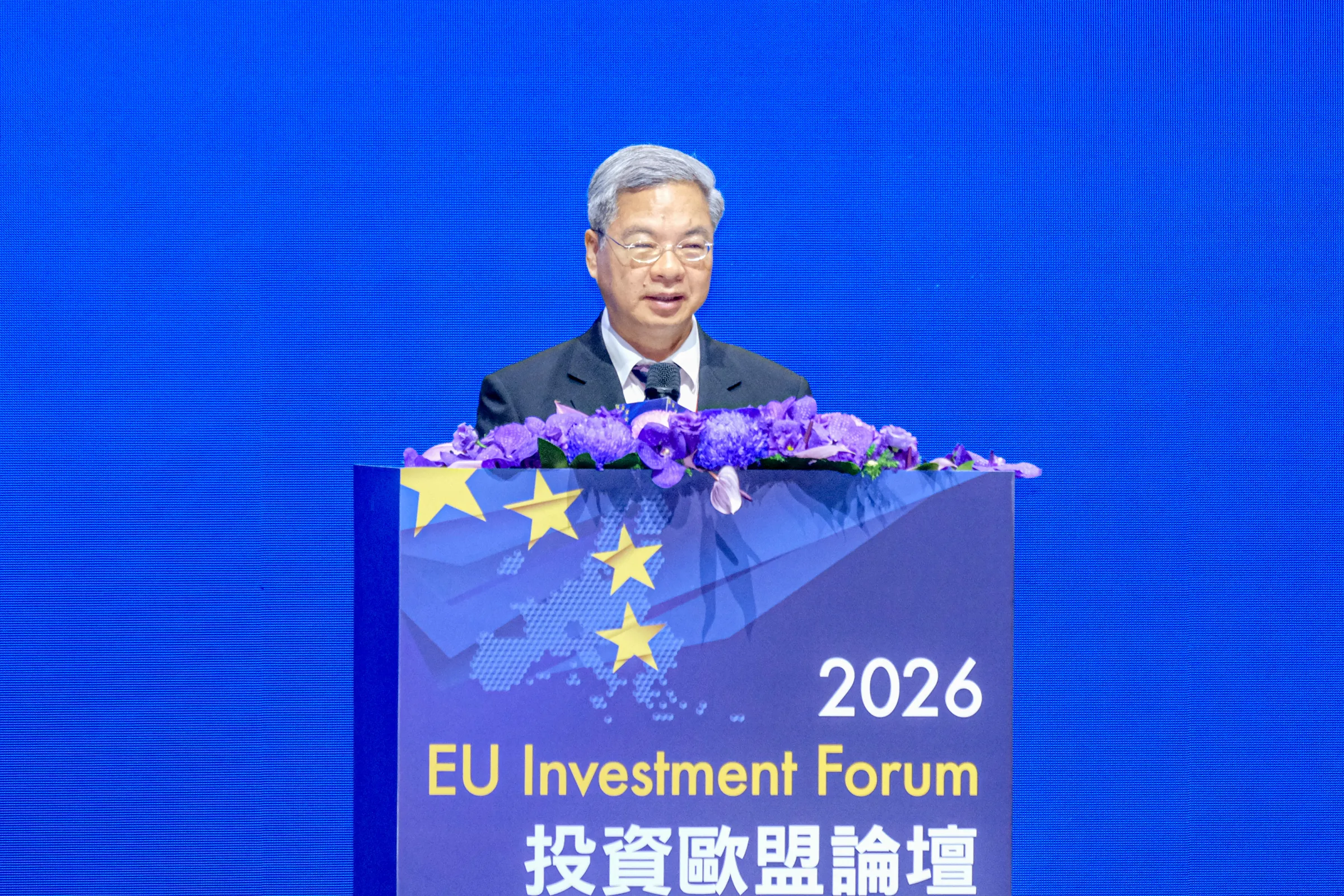 經濟部長龔明鑫（見圖）1日赴南港展覽館出席「2026投資歐盟論壇」。（劉偉宏攝）