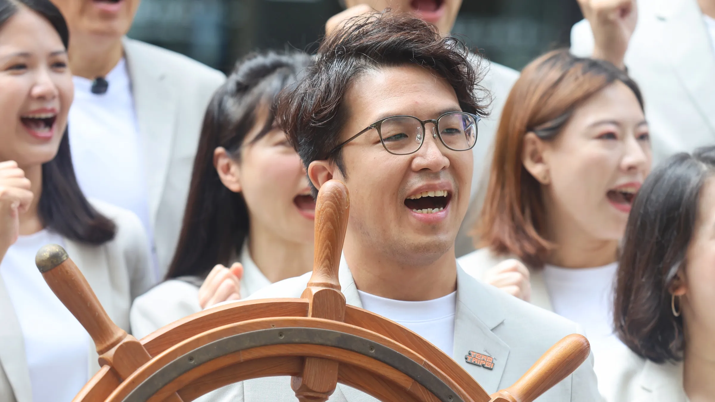 20260902-民進黨台北市長參選人沈伯洋（見圖）2日由前總統蔡英文陪同登記參選。（柯承惠攝）