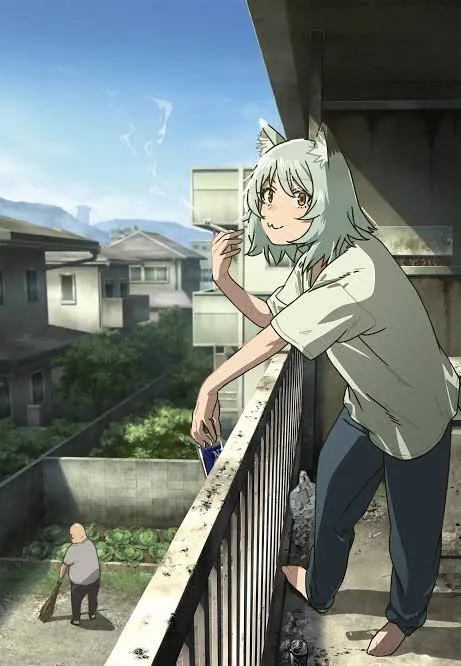 アニメ『チェーンスモーカー・キャット』の一場面。主人公の猫がベランダでたばこを吸うシーンで、ぼかし処理のないこうした描写が台湾のたばこ規制団体による申し立てのきっかけとなった