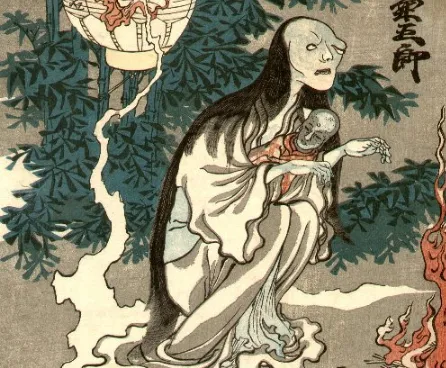 歌川國芳1836年描繪《四谷怪談》中阿岩幽靈的浮世繪。（圖／Wikimedia Commons，Public Domain）