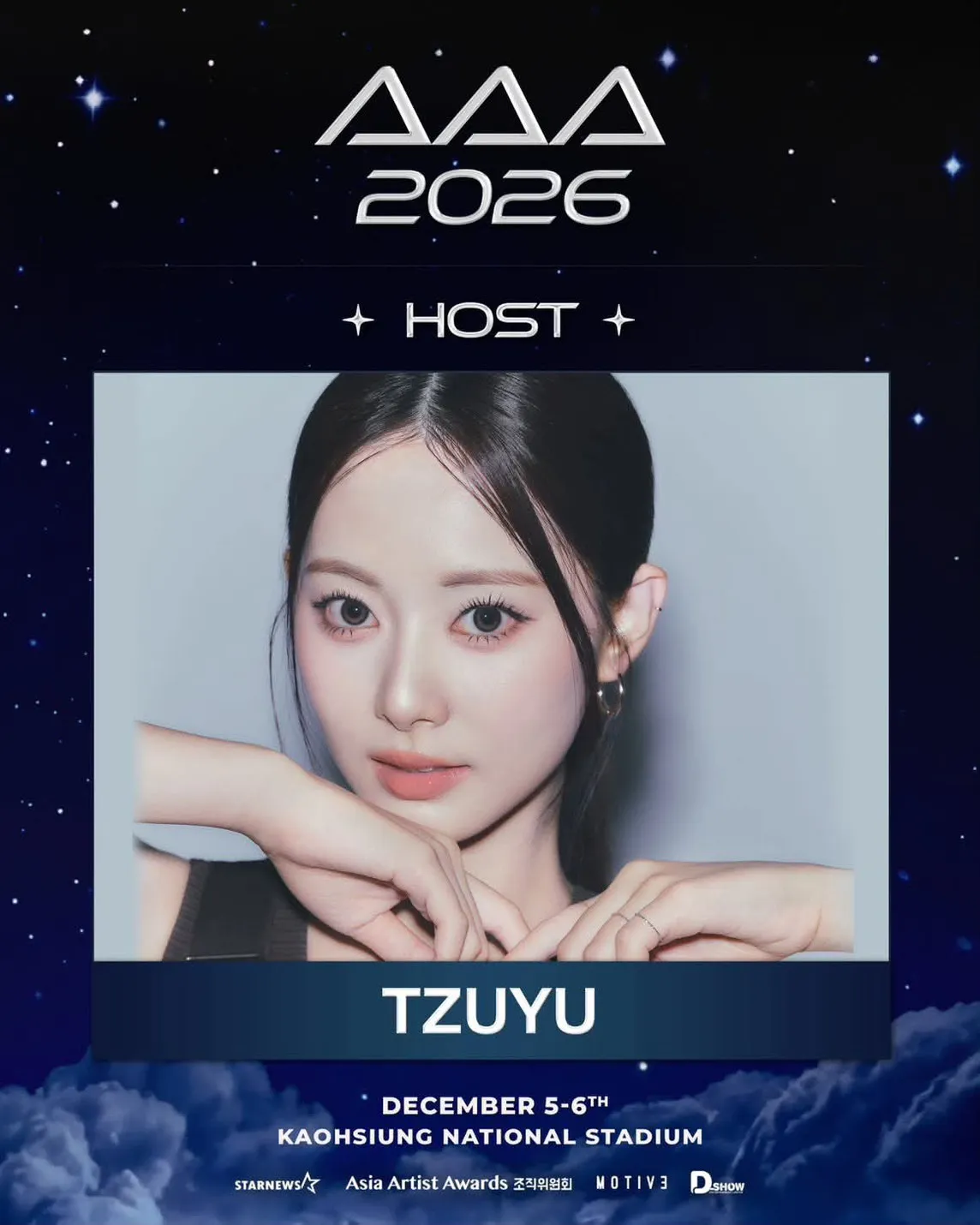 TWICE周子瑜確定加入AAA 2026主持陣容，12月5、6日將在高雄國家體育場搭檔張員瑛、池昌旭與成韓彬。（圖／翻攝自文萬植Threads）