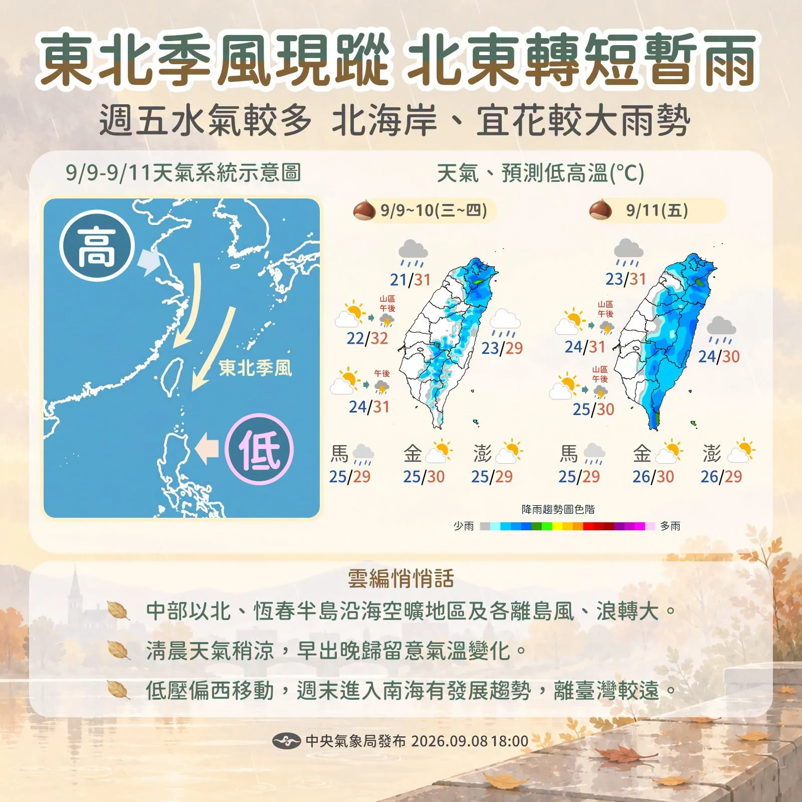 一周天氣預報。（圖／氣象署提供）