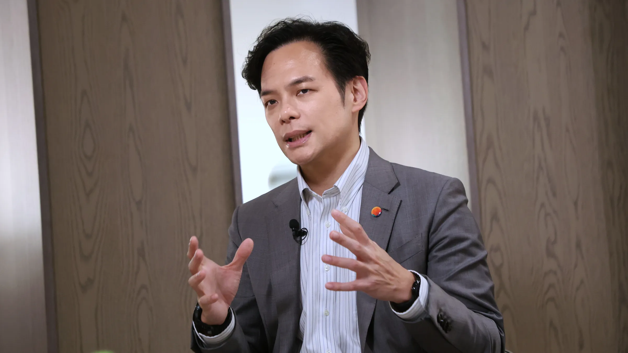 20260909-台灣大哥大總經理林之晨（見圖）9日出席路怡珍主持的風傳媒「下班國際線」節目。（柯承惠攝）