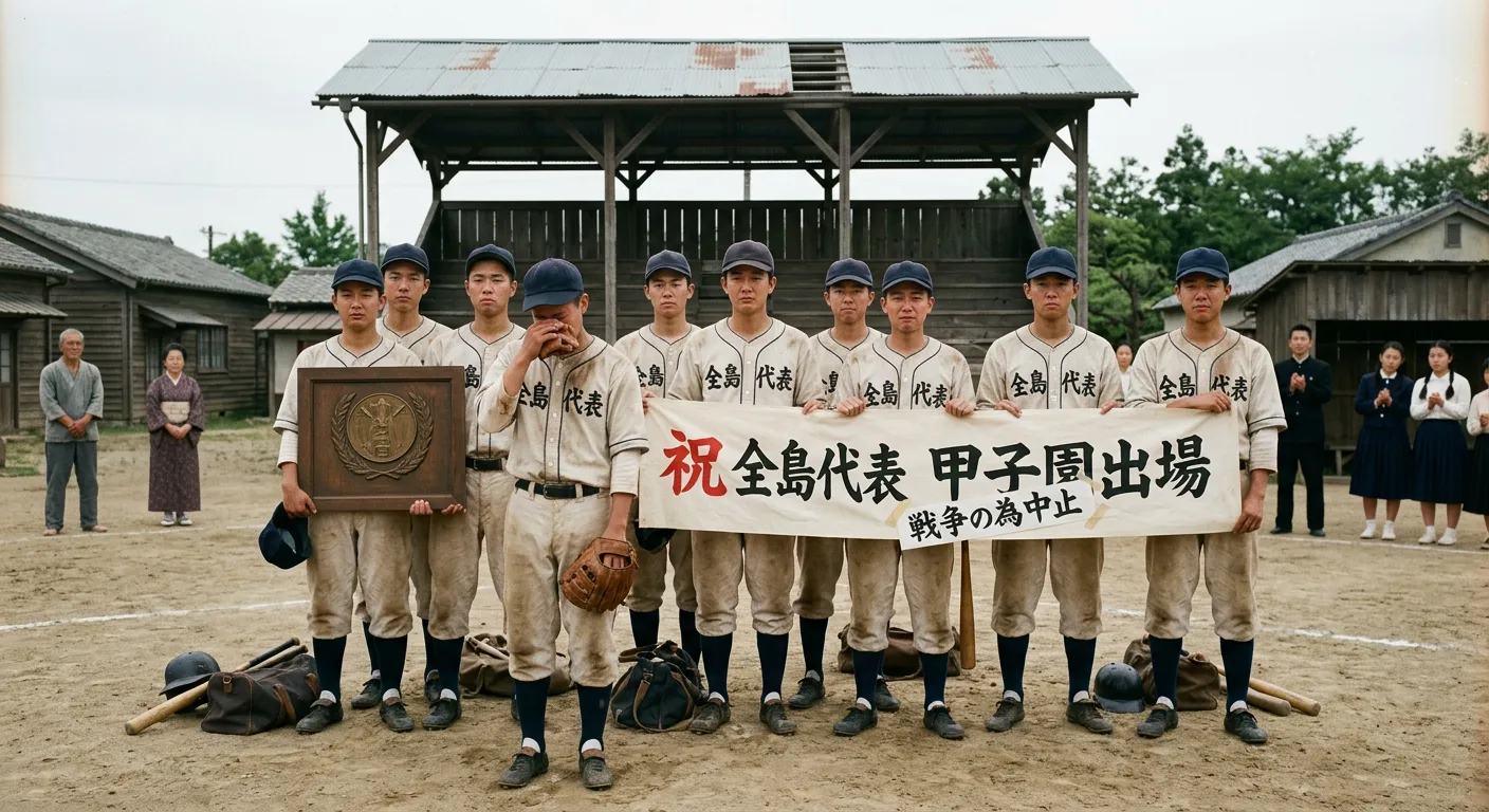 邁向甲子園─難得贏得全島代表權，却因戰爭未能出賽（AI生成）