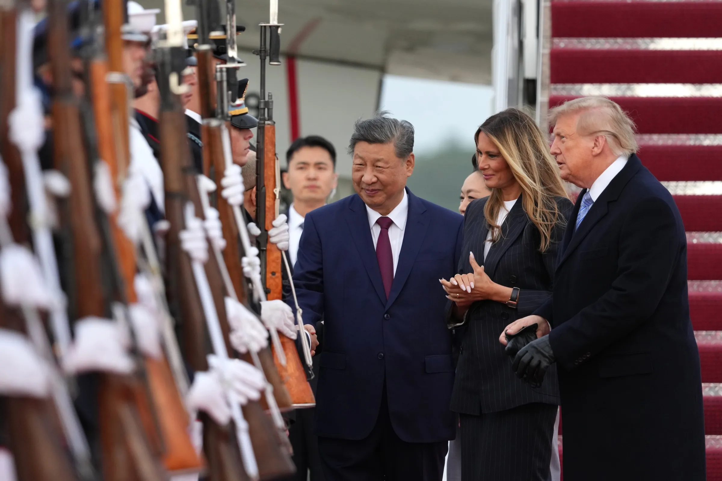 Chinese President Xi Jinping arrives in Washington for a state visit, greeted by President Trump, September 23, 2026. (AP)