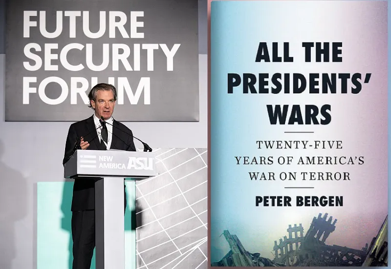彼得‧伯根（Peter Bergen，左，維基百科）新著《歷任總統的戰爭：美國反恐戰爭25年》（All the Presidents' Wars—Twenty-Five Years of America's War on Terror）。