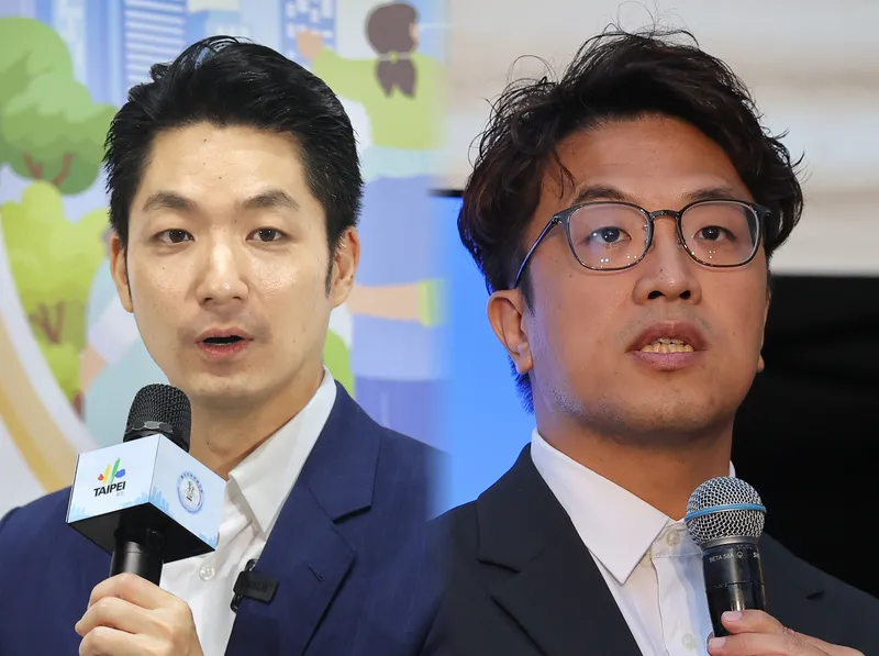 台北市長參選人蔣萬安（左）、沈伯洋（右）首場電視辯論敲定10月31日中午登場。（資料照，柯承惠、陳品佑攝／影像合成：風傳媒）