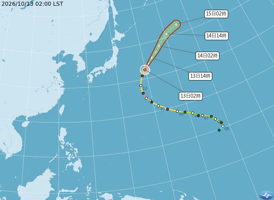 中度颱風小熊最新路徑。（圖／取自氣象署官網）