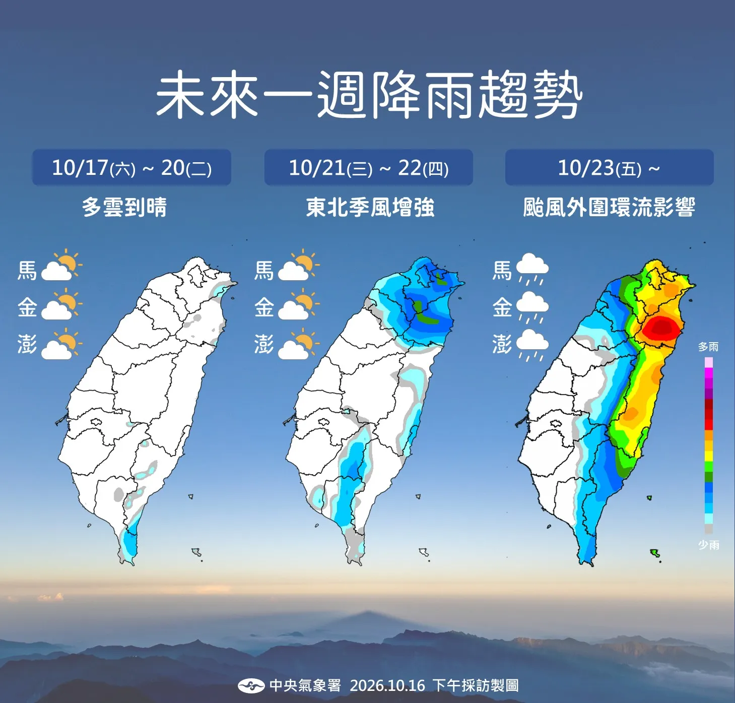 未來一周降雨趨勢。（圖／中央氣象署提供）