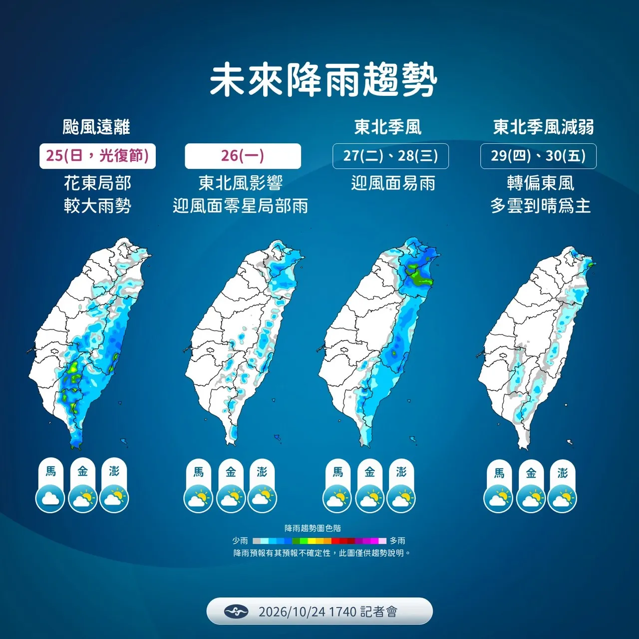 未來降雨趨勢。(圖/氣象署提供)