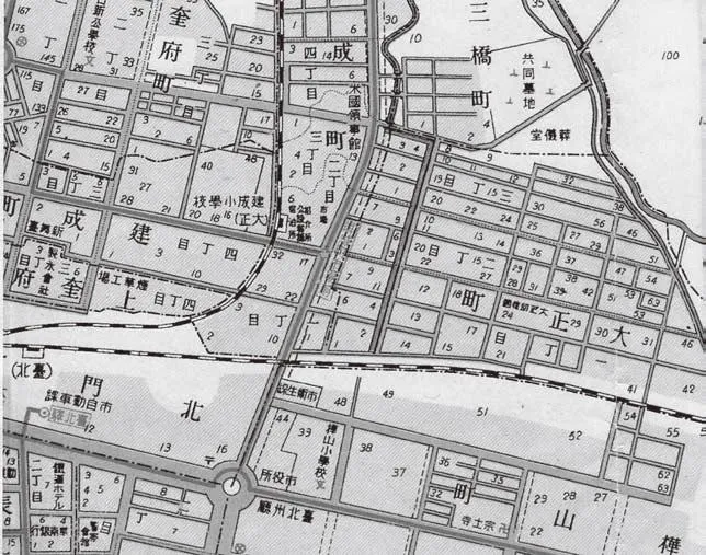 《臺北市街圖》1932大正町已成房舍密集的住宅區。（圖／遠足文化提供）