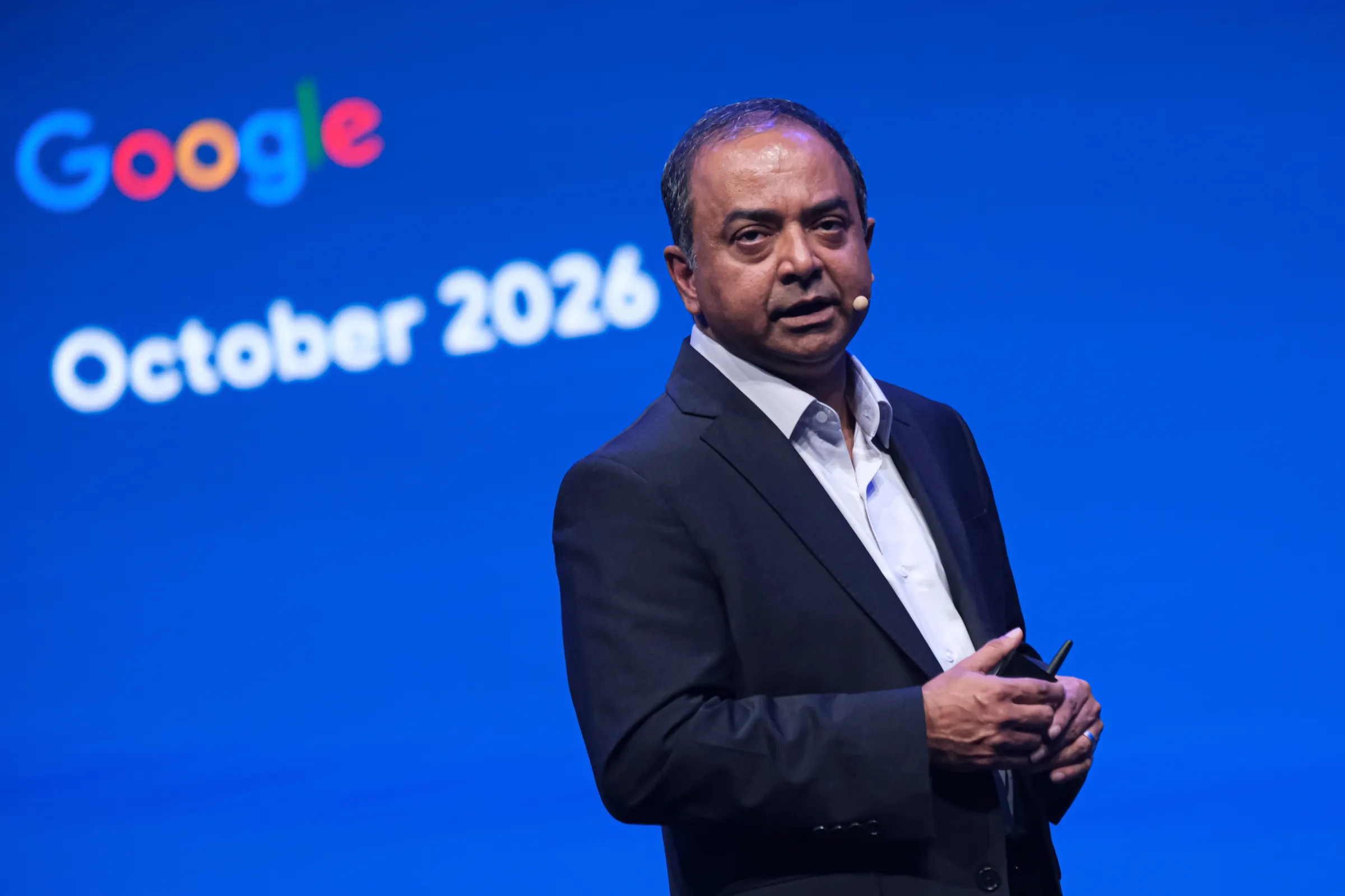 20261030-2026鴻海科技日30日於南港展覽館舉行，圖為Google Cloud全球晶片科技與製造副總裁Rehan Sheikh。（劉偉宏攝）