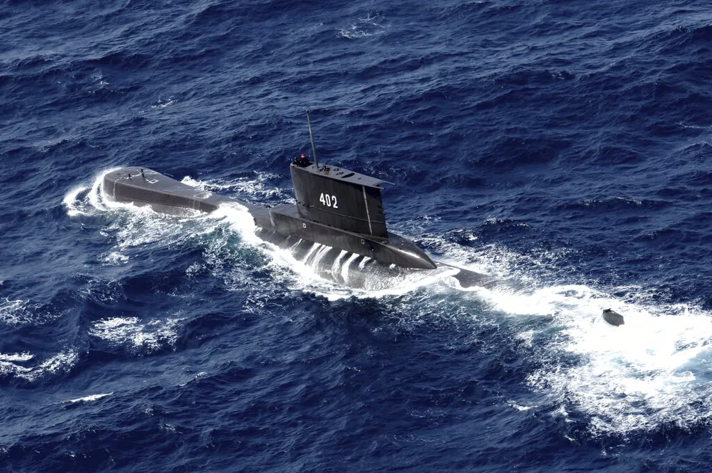 印尼海軍的德造潛艦KRI Nanggala-402在峇里島北方約95公里海域失聯。（美聯社）