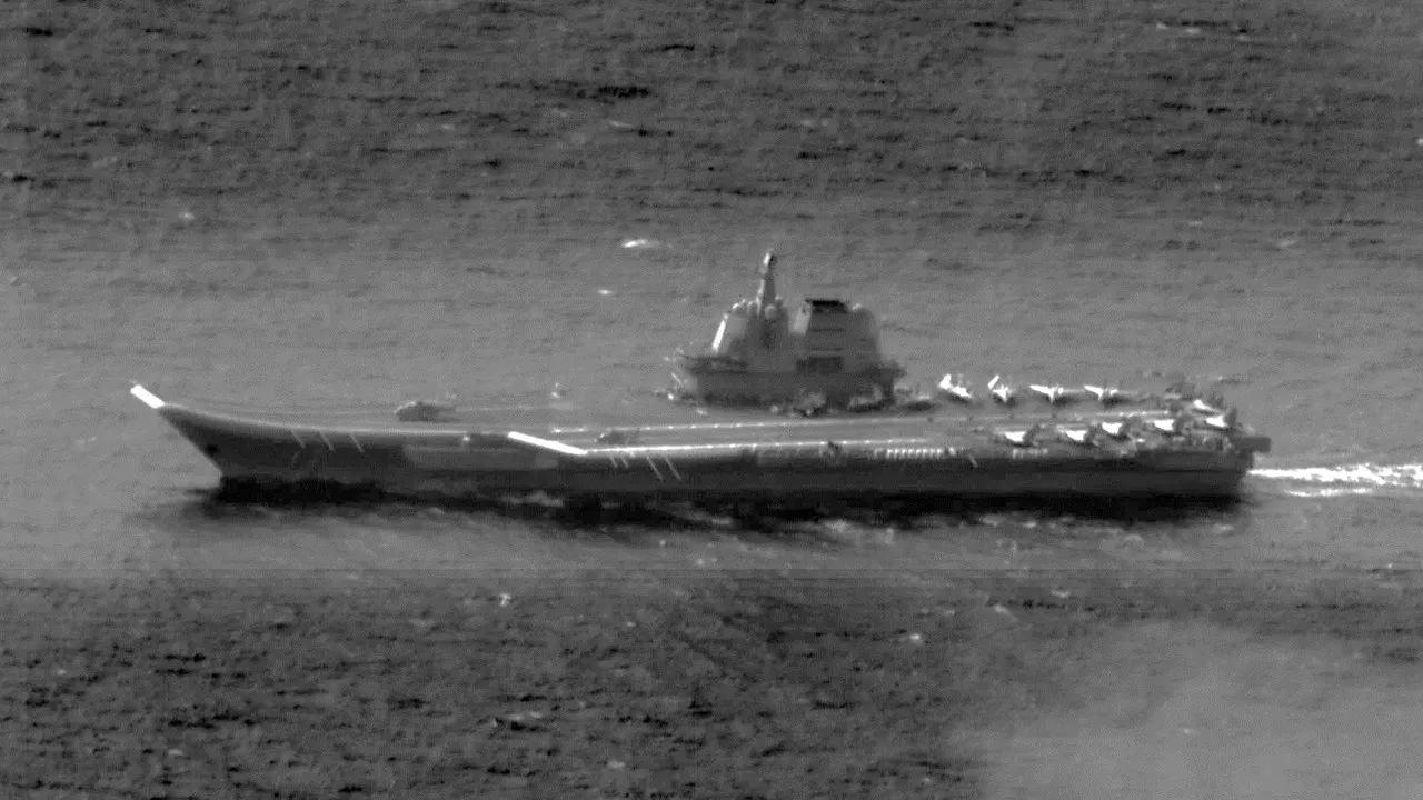 Taiwan's military conducted aerial reconnaissance of China's Shandong carrier.