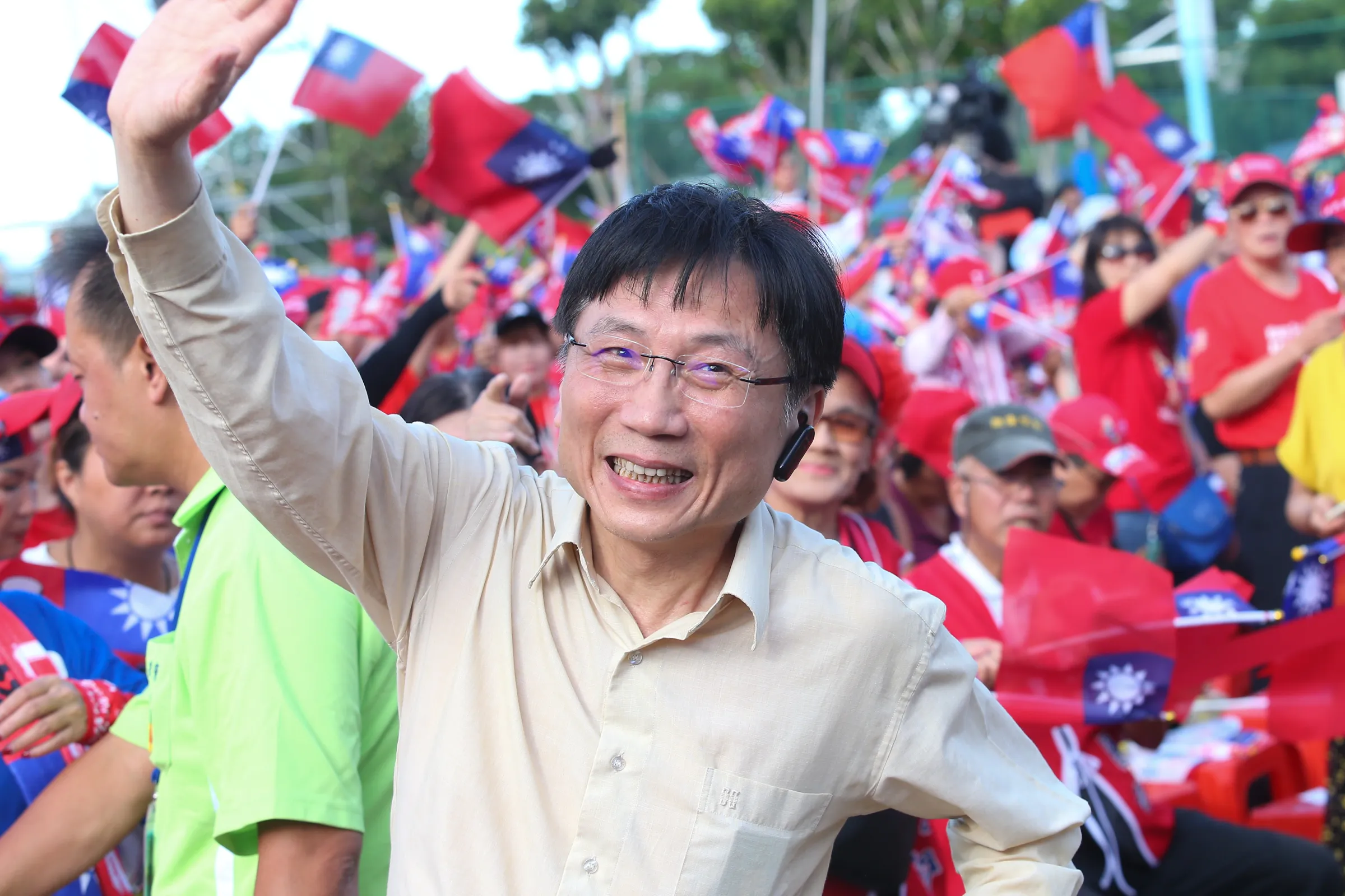 20190803-國民黨桃園市議員詹江村3日出席桃園中壢興仁公園造勢活動。（顏麟宇攝）