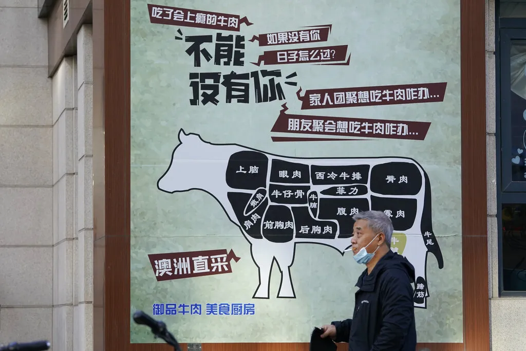 中澳關係近來跌到谷底,北京對澳洲的出口主力—大麥、牛肉、葡萄酒、棉花和煤炭—採取了貿易行動。(美聯社)
