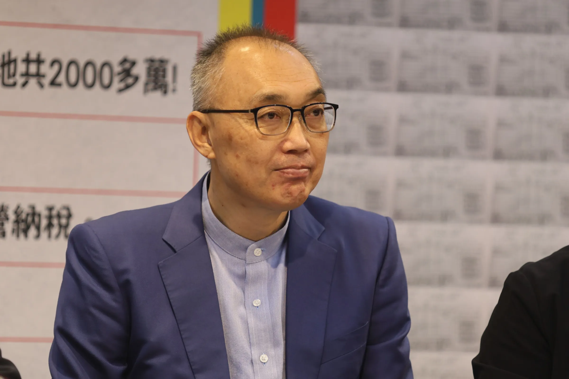 20231227-國民黨總統候選人侯友宜競選辦公室27日召開「合法vs違建」記者會,競辦副執行長謝政達出席。(柯承惠攝)