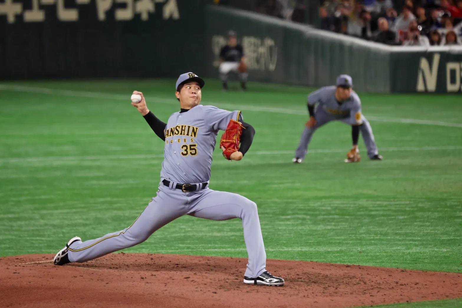 20250316-阪神虎隊主投才木浩人。(陳志豪攝)
