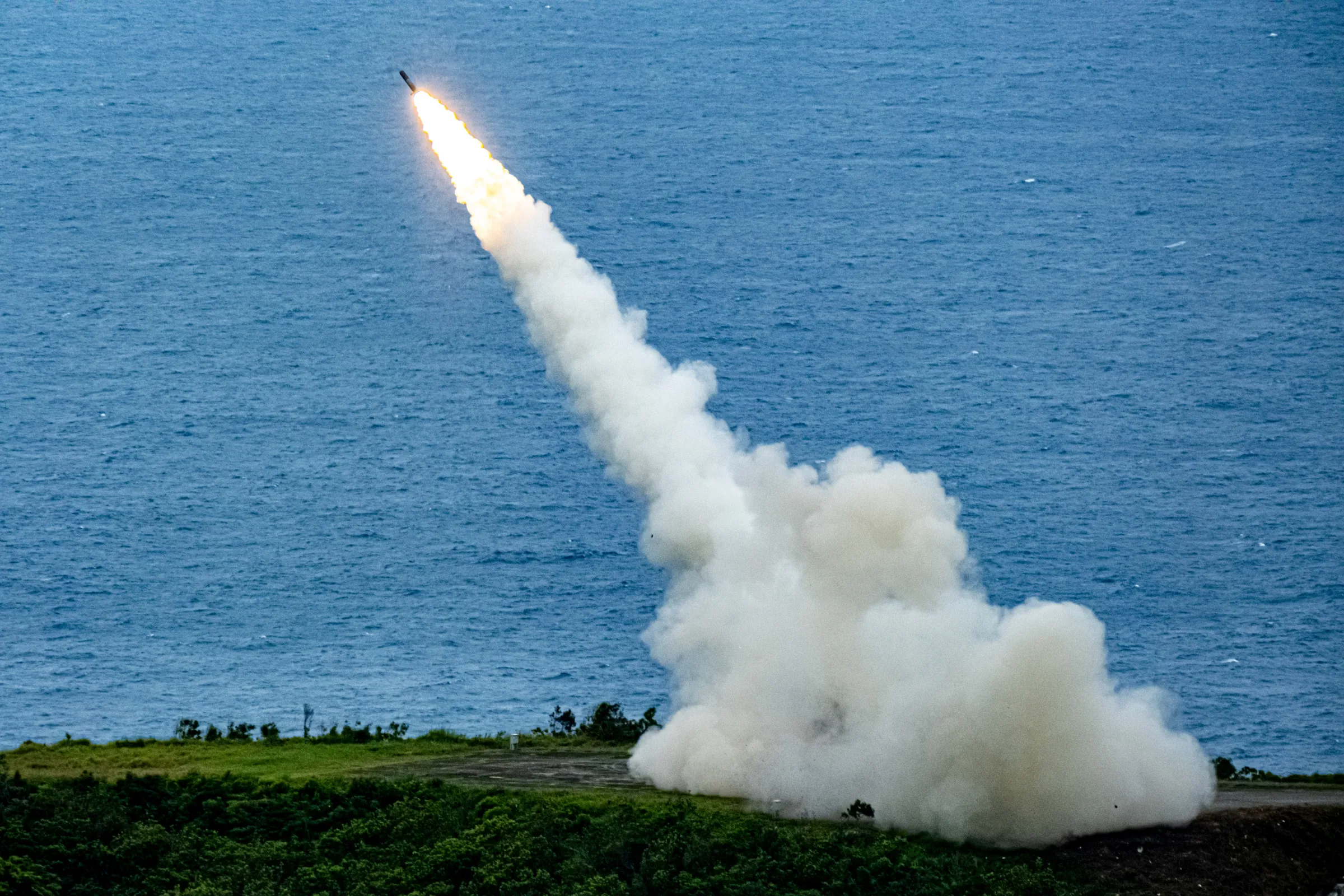 Taiwan's Ministry of National Defense invites media to observe HIMARS multiple launch rocket system exercises at Jiupeng Base in Pingtung on May 12.