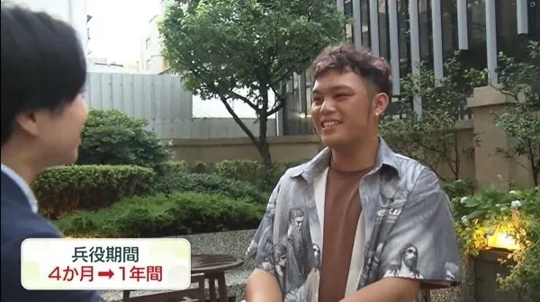 櫻井翔採訪台灣年輕人兵役制度看法。(圖/翻攝自日本電視台)