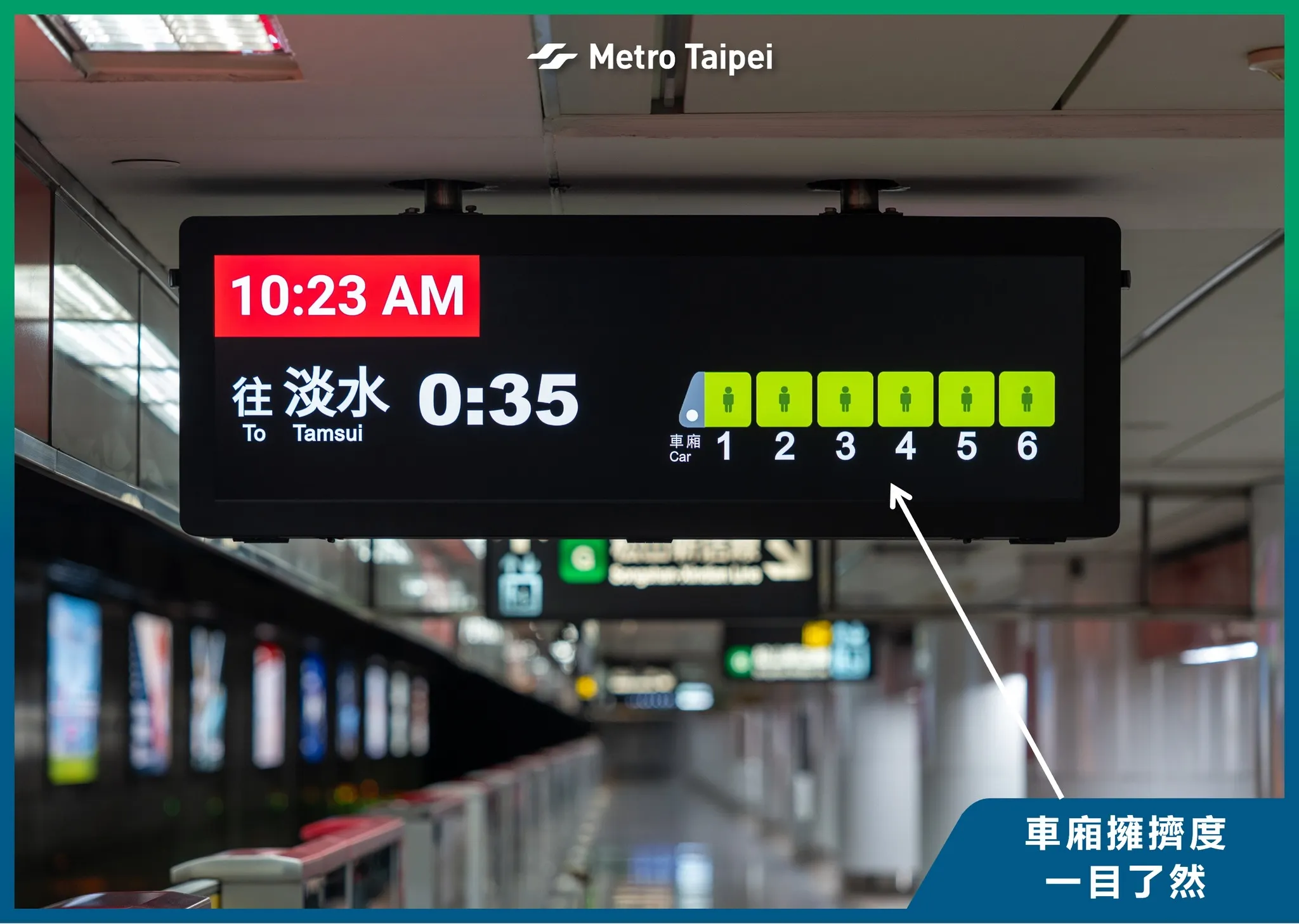 新增「車廂擁擠程度」視覺化資訊。(圖/翻攝自台北捷運 Metro Taipei)