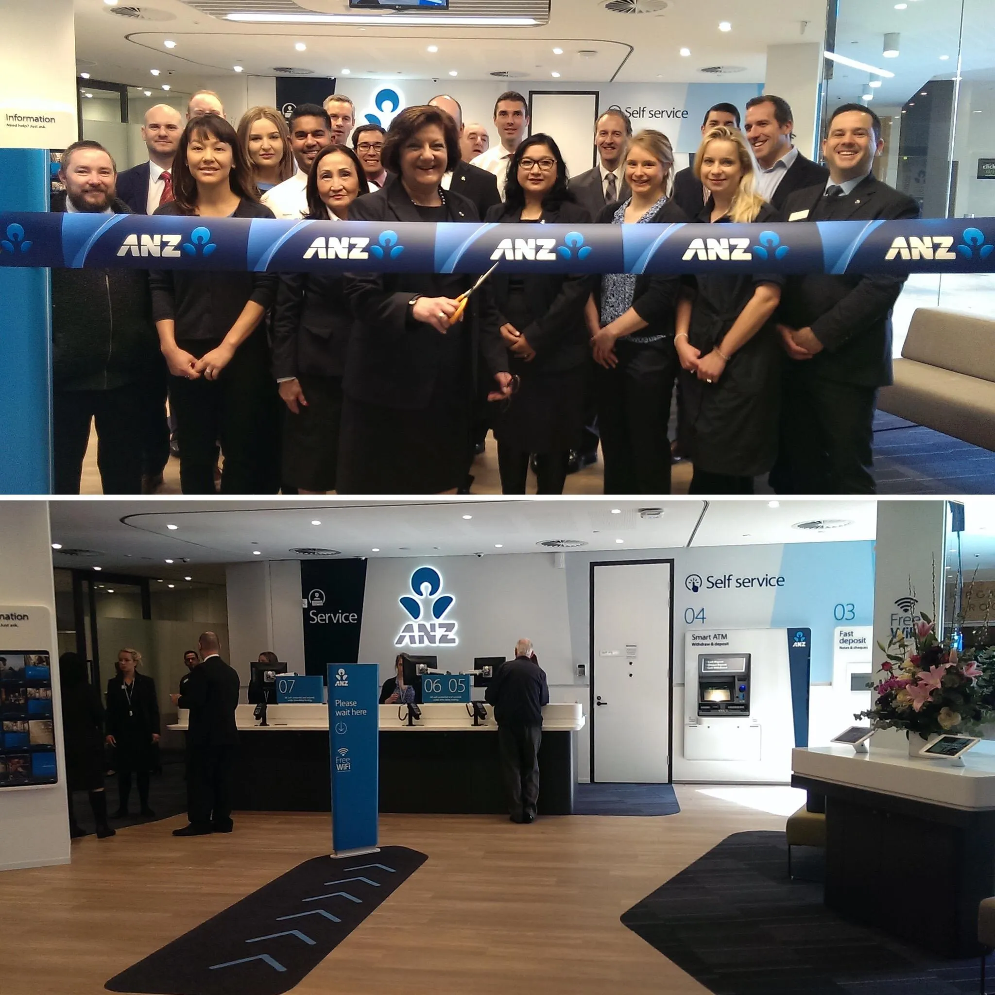澳盛銀行的分行裝潢與員工。(翻攝自ANZ官方粉專)