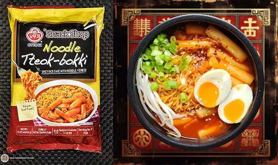 Ottogi 不倒翁「辣炒年糕泡麵」(韓國)。(圖/翻攝自YouTube)