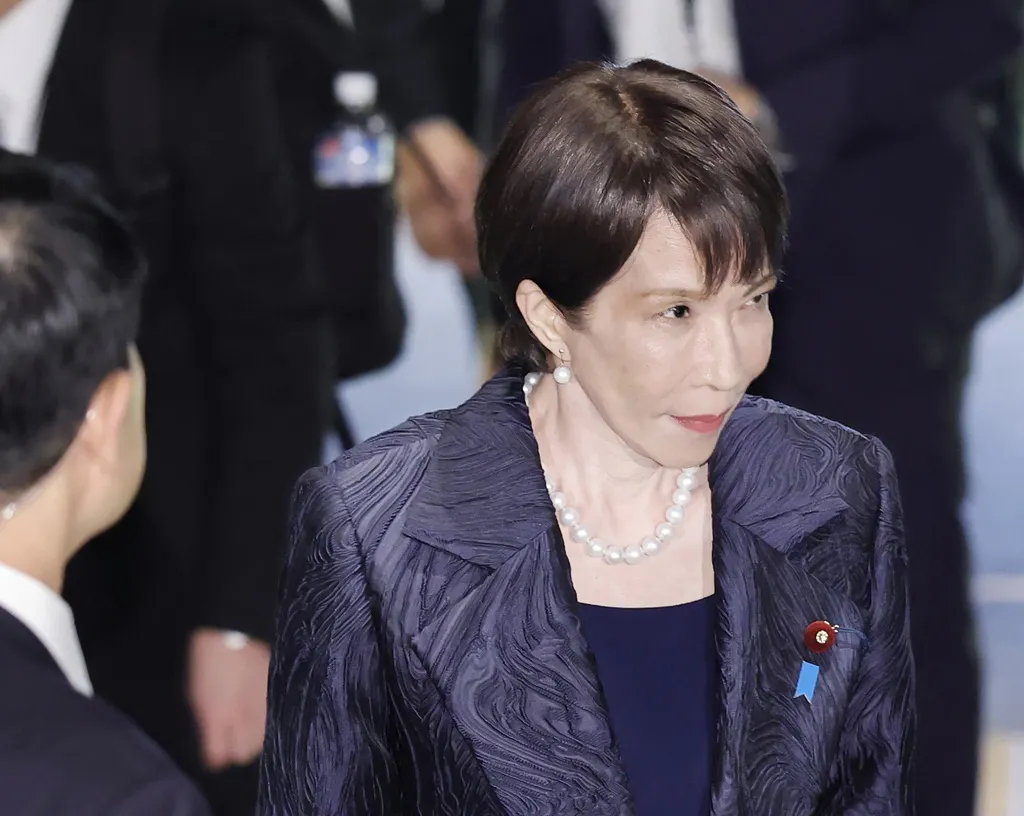 日本国会で史上初の女性首相に選出された高市早苗。(AP)