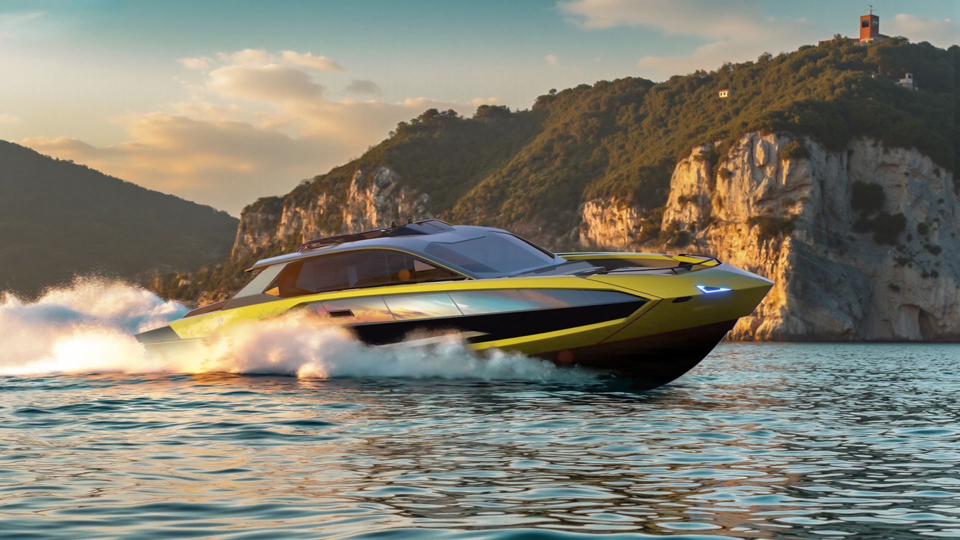 Tecnomar for Lamborghini 101FT搭載3具強勁的MTU 16V 2000 M96L引擎,總輸出高達7,600匹馬力,最高航速可達45節(約83.3公里/小時)。