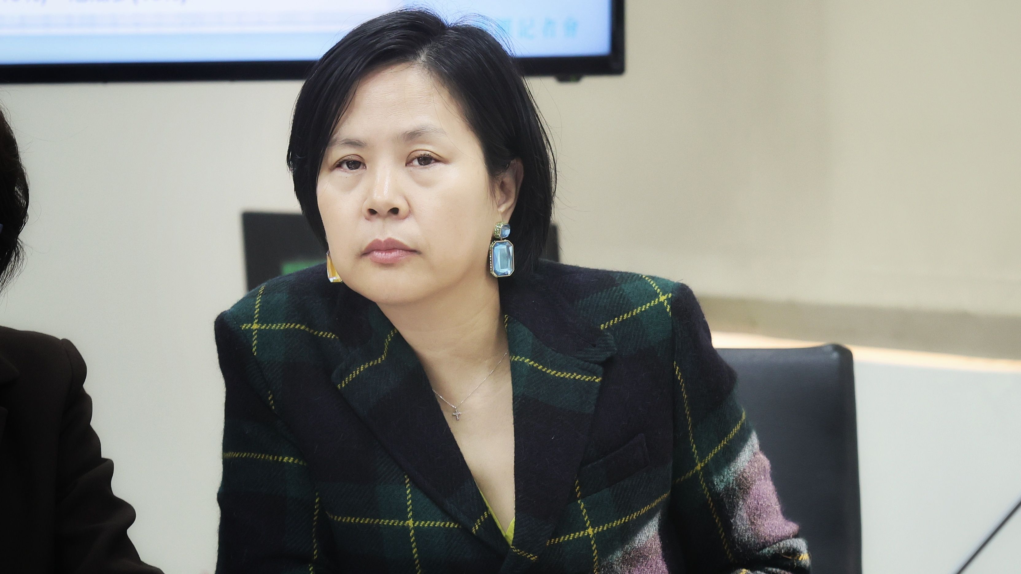 民眾黨立委李貞秀24日出席民眾黨立法院黨團記者會。(柯承惠攝)