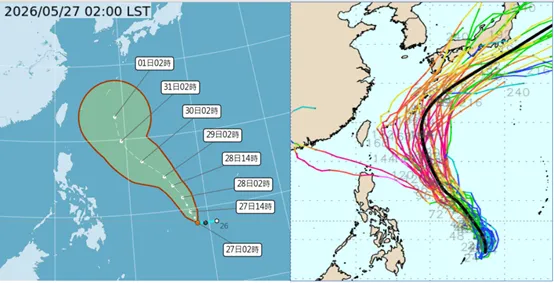 薔蜜颱風預測路徑。(圖/取自氣象應用推廣基金會)