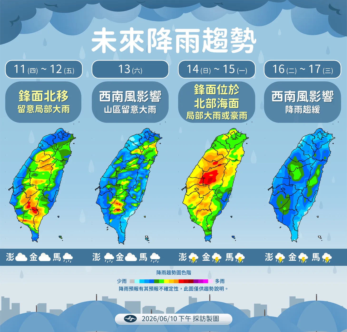 未來一周降雨趨勢(圖/氣象署提供)