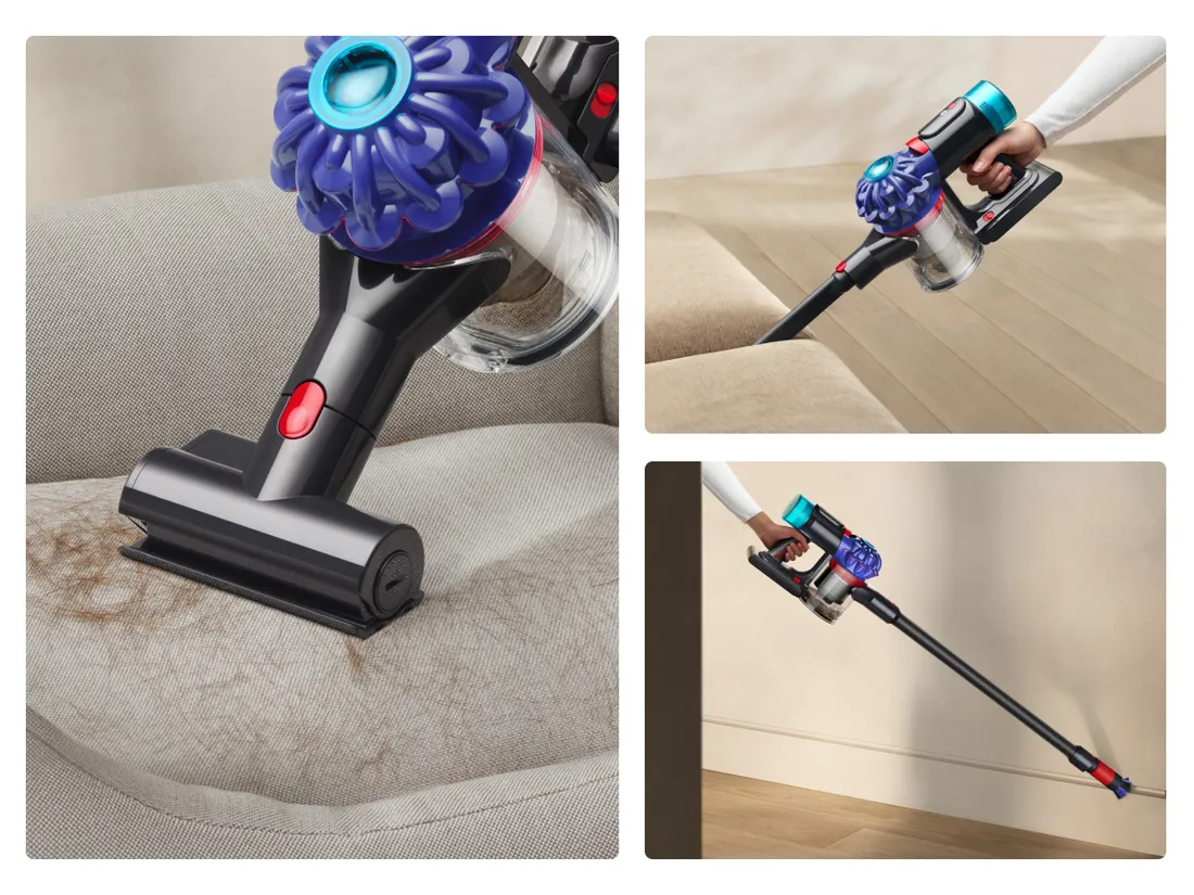 Dyson V10 Konical™ 亦隨附迷你電動吸頭及隙縫清潔吸頭,可靈活應對床墊、沙發、樓梯及家具縫隙等多元居家清潔需求。