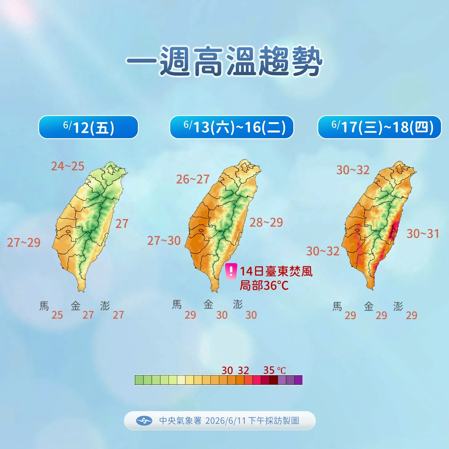 未來高溫趨勢。(圖/氣象署提供)