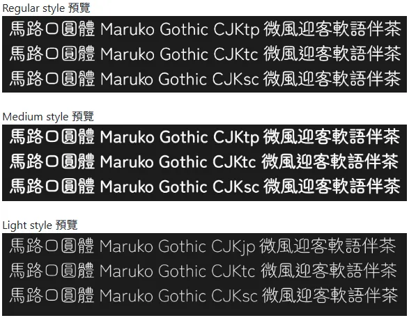 馬路口圓體是ZenMaruGothic字體的補字計畫。(圖/擷取自github)