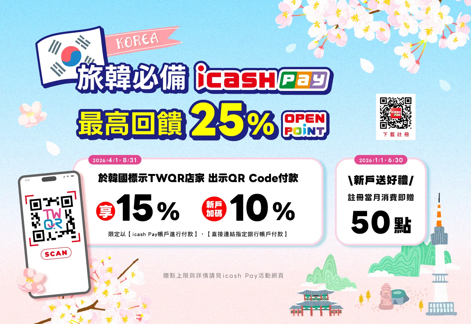 icash Pay韓國回饋活動。(圖/取自icash Pay官網)