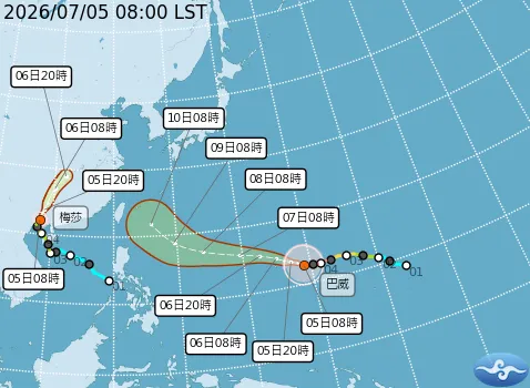 巴威颱風最新路徑潛勢圖。(圖/取自氣象署)