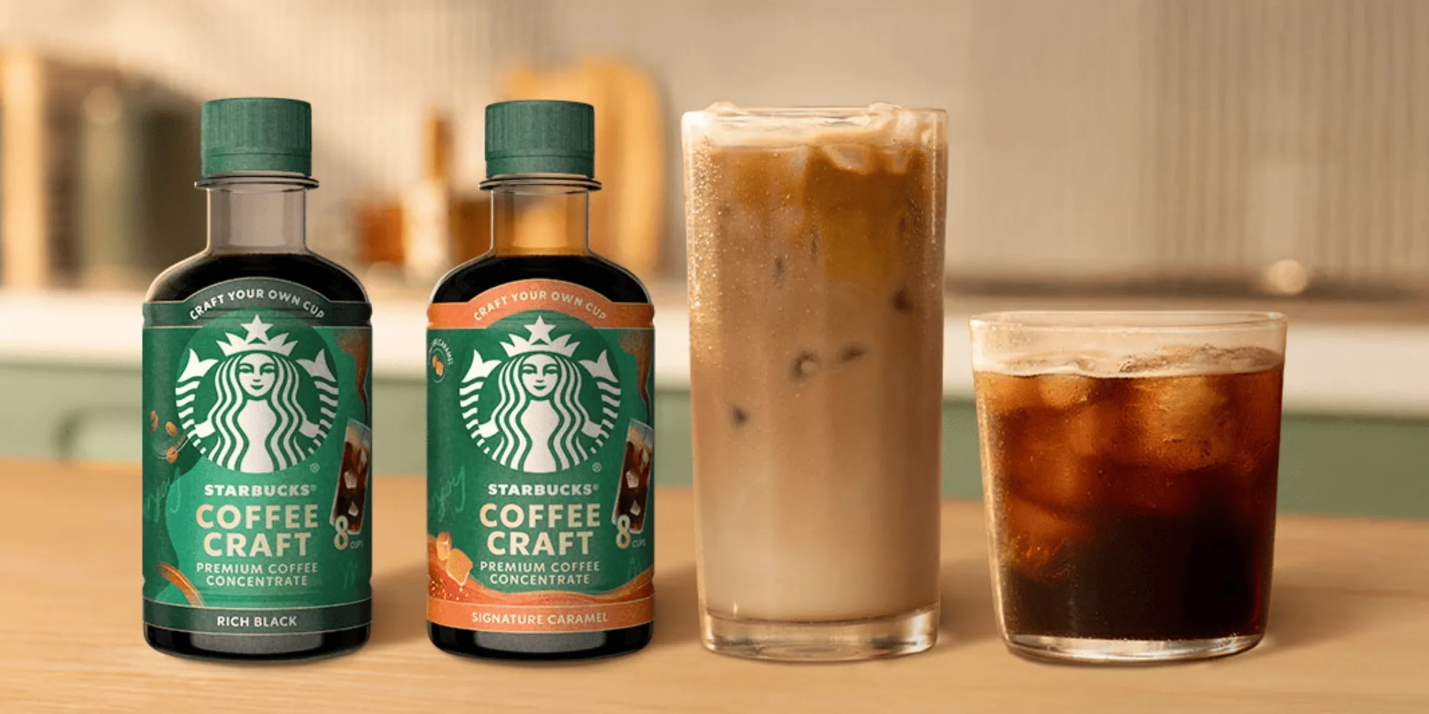 革命新品「STARBUCKS® COFFEE CRAFT 咖啡濃縮液」,精選優質阿拉比卡豆,推「無糖黑咖啡」與「經典焦糖」兩款風味,兼顧便利與高品質。