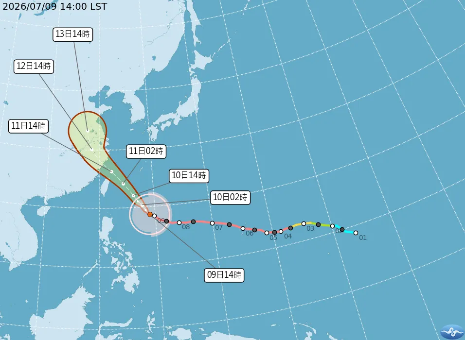 巴威颱風最新路徑。(圖/取自氣象署官網)