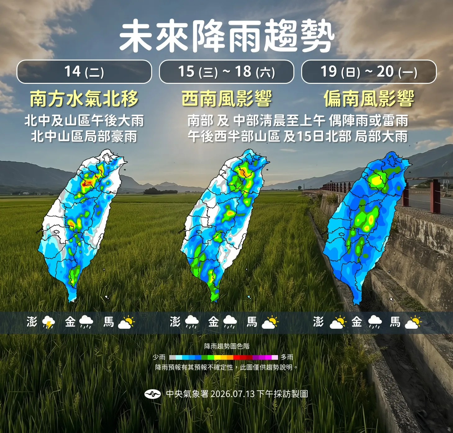 未來一周降雨趨勢。(圖/氣象署提供)