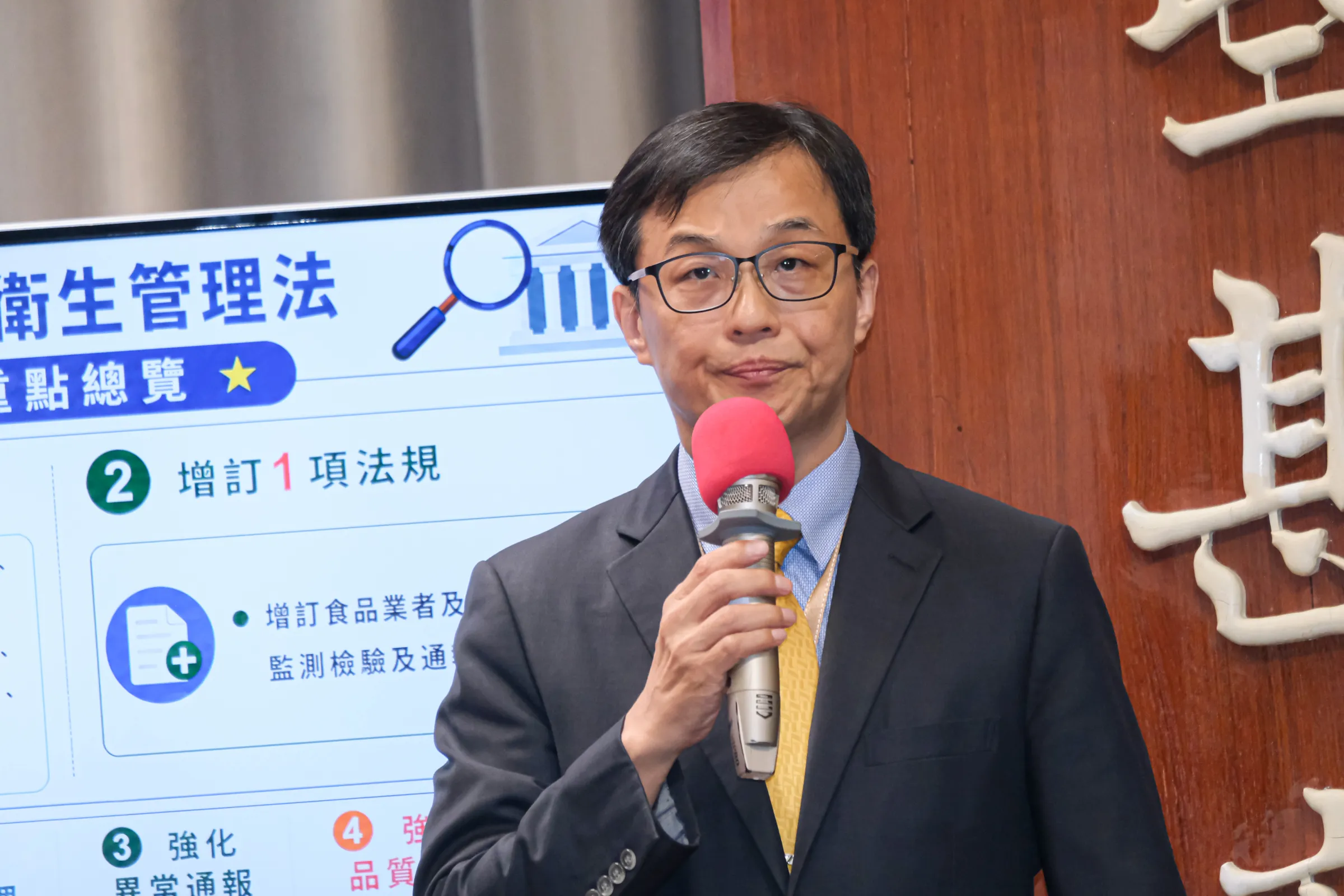 20260723-行政院院會後記者會於23日舉行,圖為衛福部食藥署署長姜至剛。(劉偉宏攝)