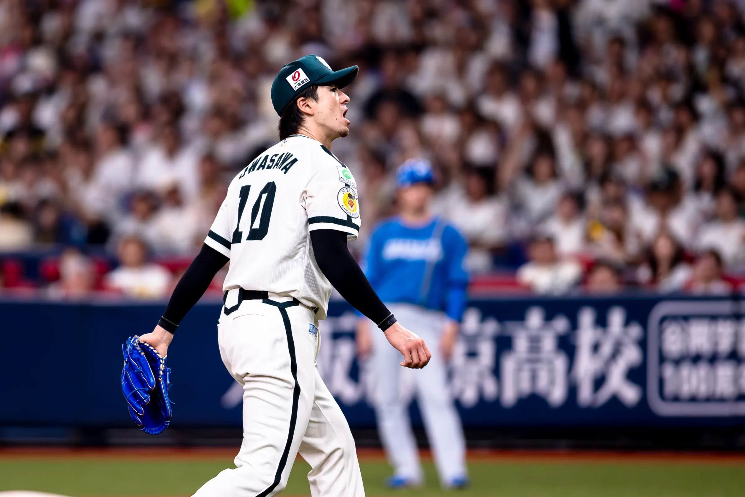 95球で7回を投げ、5安打4奪三振1四球で無失点に抑えた上沢直之。(写真/丁勤紜撮影)