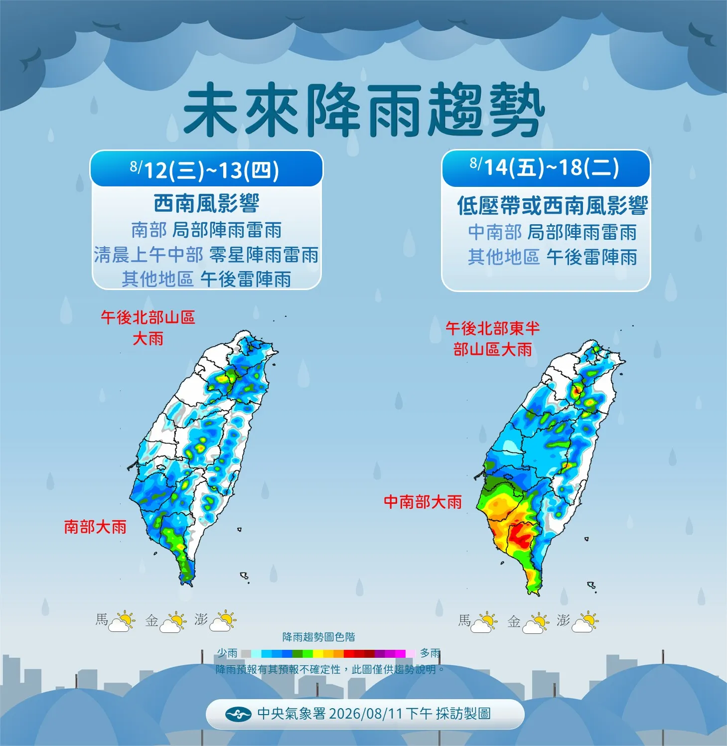 未來一周降雨變化。(圖/氣象署提供)