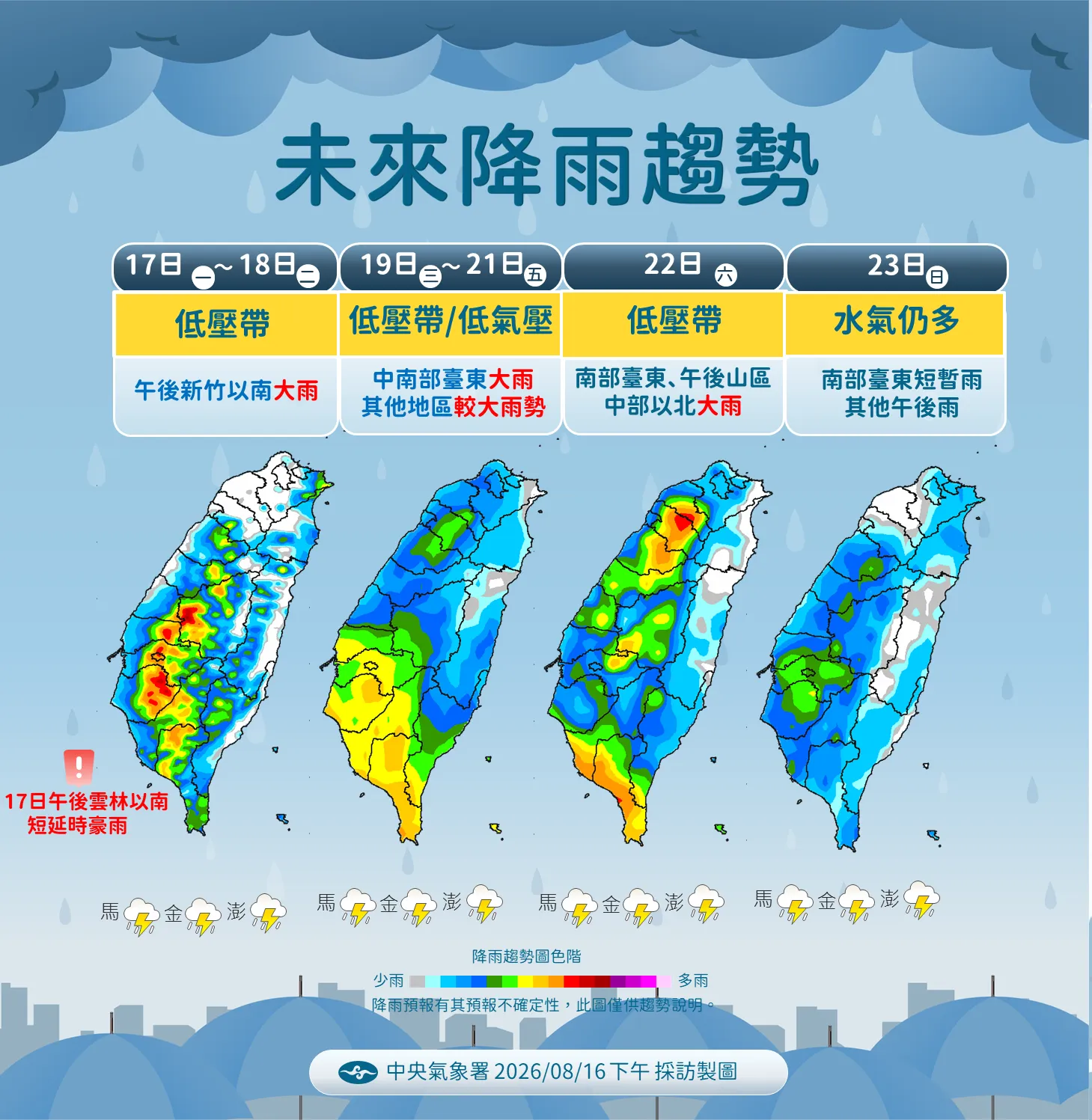 未來一周降雨趨勢。(圖/氣象署提供)