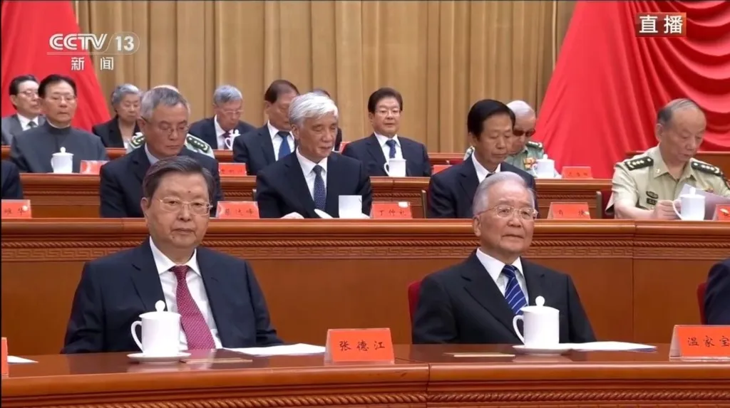 紀念大會上,出席的中共政治元老/央視截圖