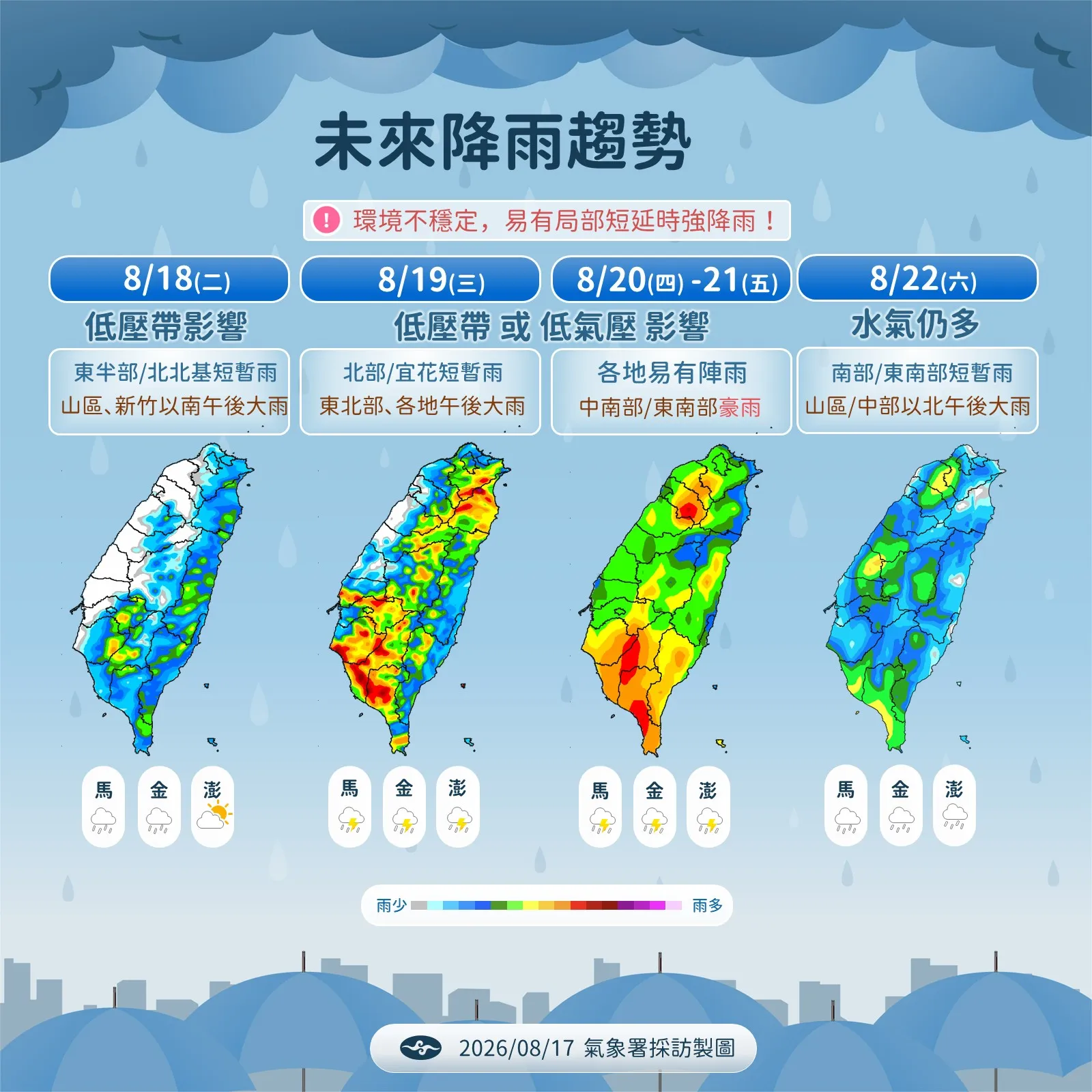 未來降雨趨勢。(圖/氣象署提供)