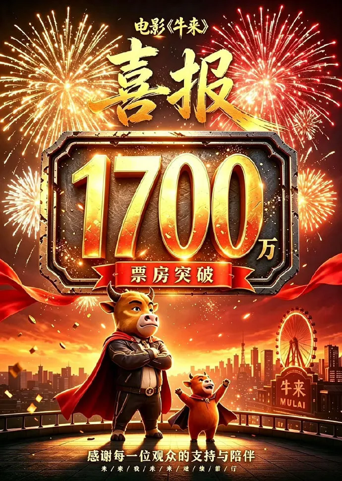 中國動畫片《牛來》票房突破1700萬人民幣,約新台幣8000萬元。(圖/翻攝自微博)